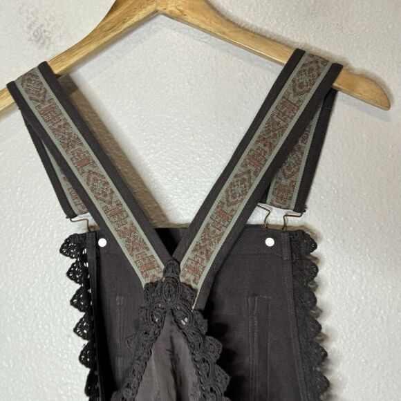 Free People Trails End Skirtall Women’s Medium Overall Dress Gray Bohemian Boho - Picture 9 of 15